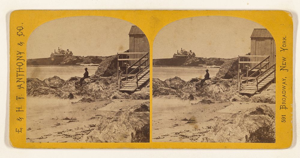 Baileys Beach - Gen. Potter's Villa in Distance. [Newport] by Edward and Henry T Anthony and Co