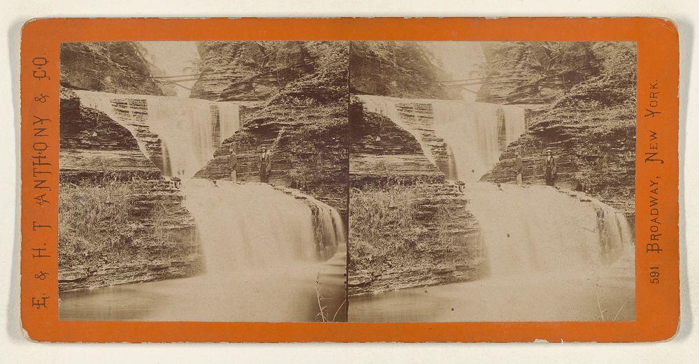Scenery of Ithaca and Vicinity, New York. - Buttermilk Ravine. The Cornell Cascade. by Edward and Henry T Anthony and Co