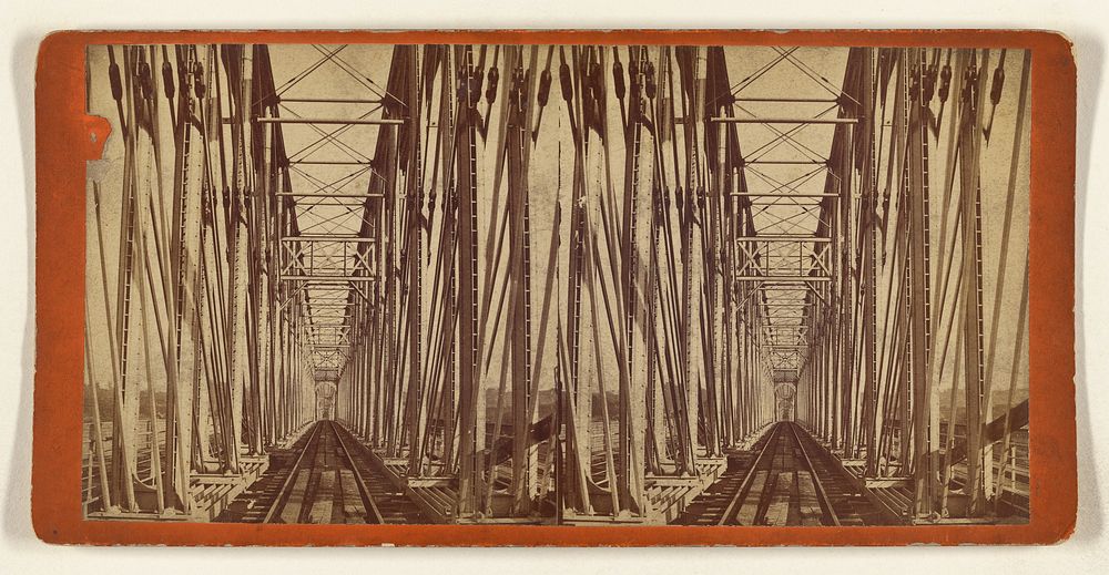 The Newport and Cincinnati Bridge. Interior View Showing Iron Tressel Work. [Cincinnati, Ohio] by Edward and Henry T Anthony…