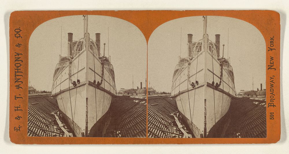 Steamer "Bristol" in Dry Dock - View of the Bow. [New York City] by Edward and Henry T Anthony and Co