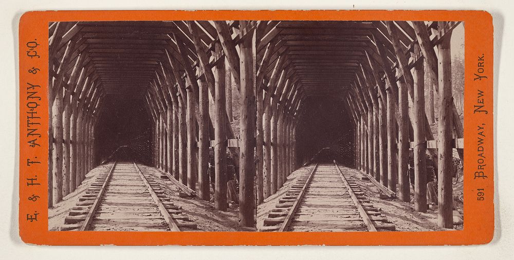 Interior of the Snow Sheds on the C.P.R.R. [Pacific Railroad] by Edward and Henry T Anthony and Co