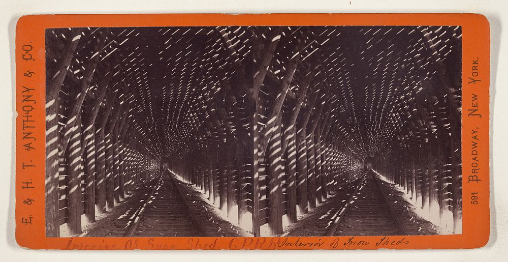 Interior of the Snow Sheds on the C.P.R.R. [Pacific Rail Road] by Edward and Henry T Anthony and Co