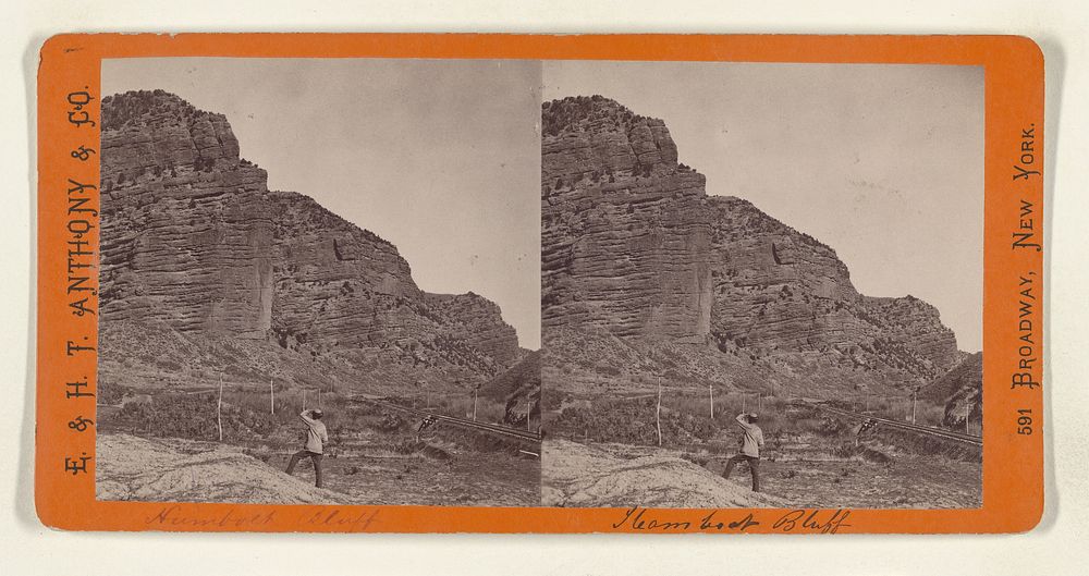 Steamboat Bluff, 800 Feet High, Echo Canyon. Union Pacific Rail Road. by Edward and Henry T Anthony and Co
