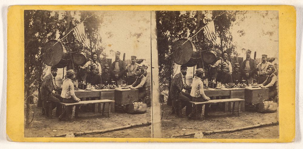 Improvised Dinner Table in the Field. [Army of the Potomac] by Edward and Henry T Anthony and Co