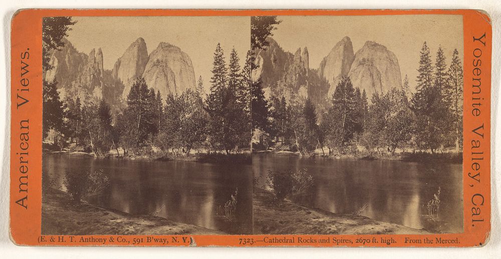Cathedral Rocks and Spires, 2670 ft. high. From the Merced. [Yosemite] by Edward and Henry T Anthony and Co