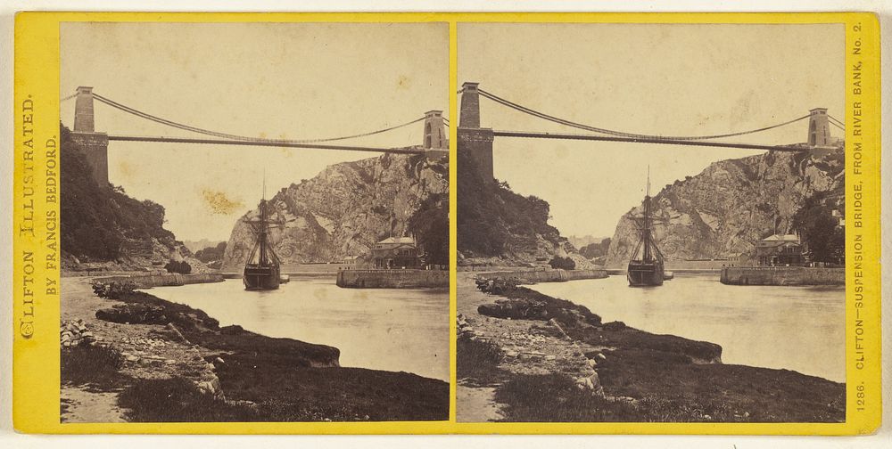 Clifton - Suspension Bridge, From River Bank, No. 2. [Clifton, England] by Francis Bedford