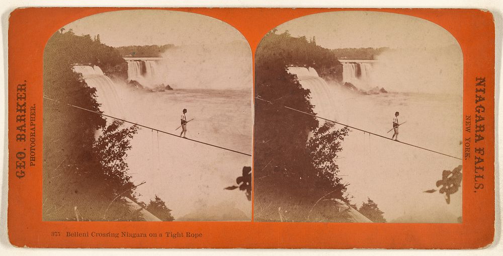 Belleni Crossing Niagara on a Tight Rope by George Barker