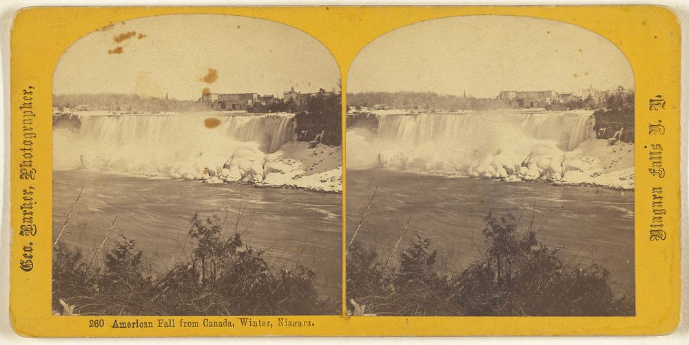American Fall from Canada, Winter, Niagara. by George Barker