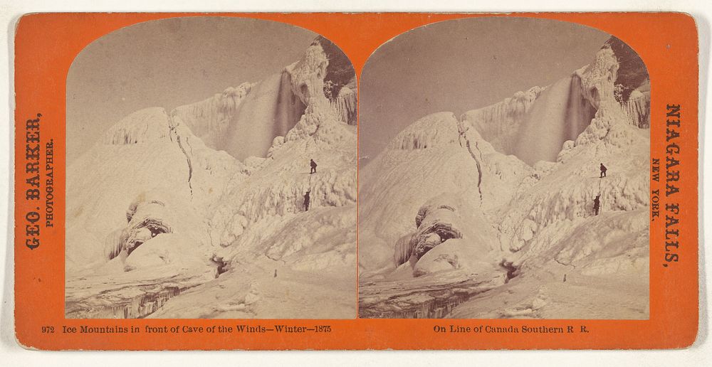 Ice Mountains in front of Cave of the Winds - Winter - 1875[.] On Line of Canada Southern R.R. by George Barker