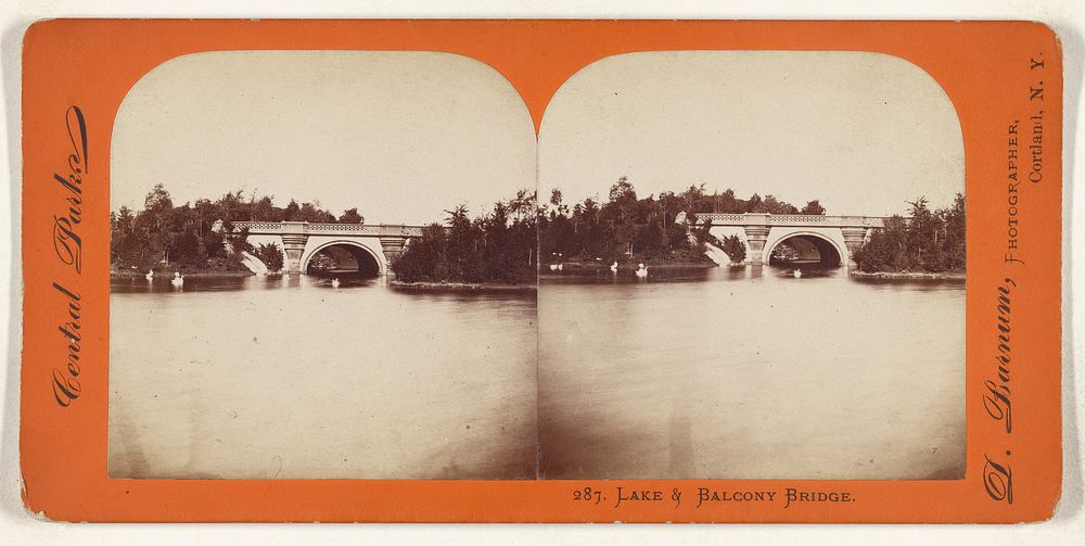 Lake & Balcony Bridge. Central Park. by Deloss Barnum