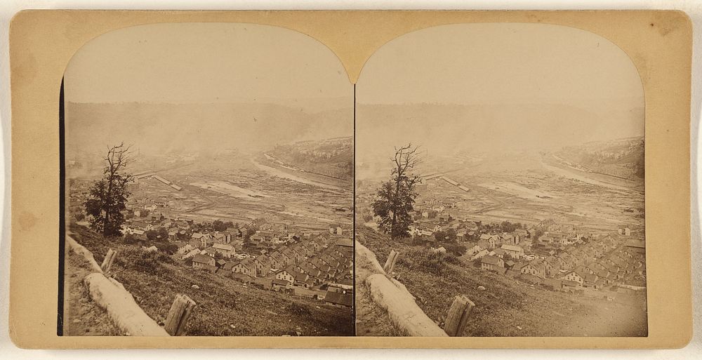 The Great Johnstown Flood, May 31, 1889. A bird's-eye view of Johnstown from the hill-top south of the city... by Robert K…