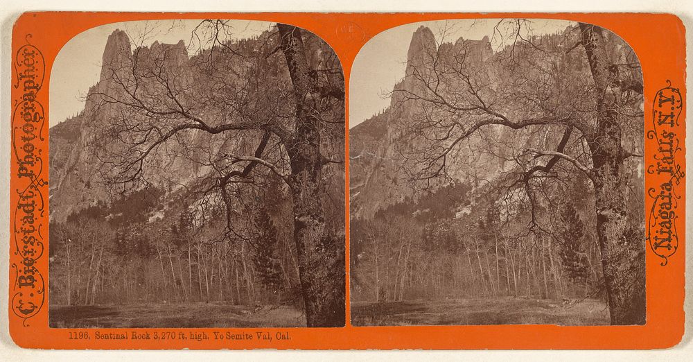 Sentinal Rock 3,270 ft. high. Yo Semite Val, Cal. by Charles Bierstadt