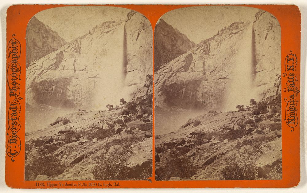 Upper Yo Semite Falls 1600 ft. high Cal. by Charles Bierstadt