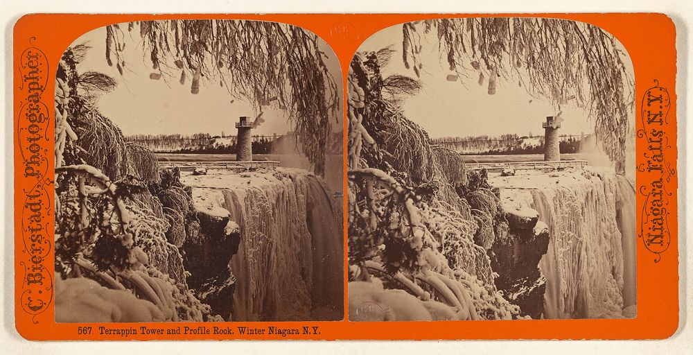 Terrappin [sic] Tower and Profile Rock, Winter Niagara N.Y. by Charles Bierstadt