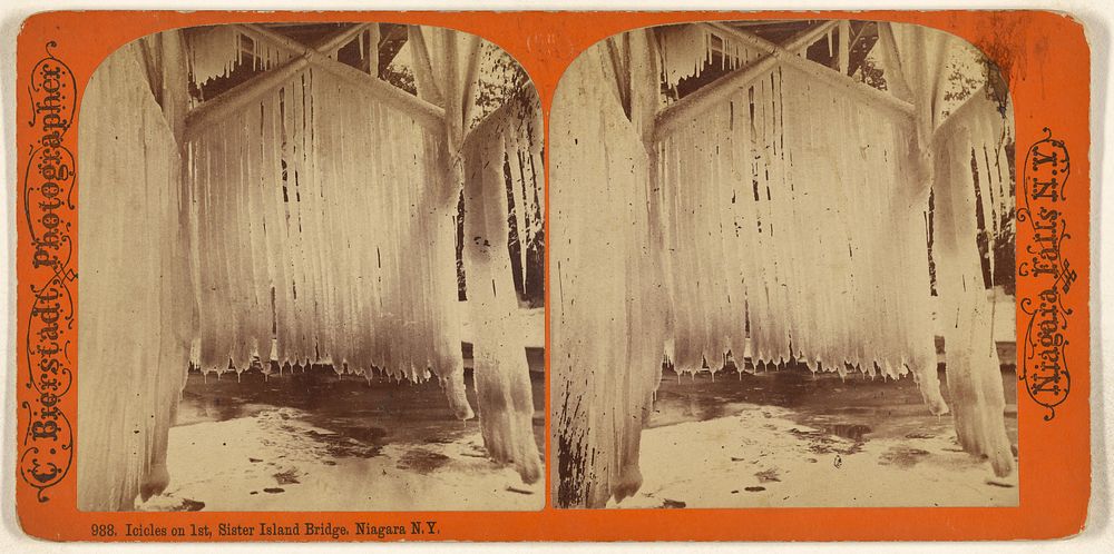 Icicles on 1st, Sister Island Bridge, Niagara N.Y. by Charles Bierstadt