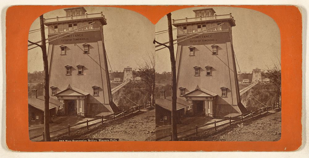 New Suspension Bridge, Niagara Falls. by Charles Bierstadt