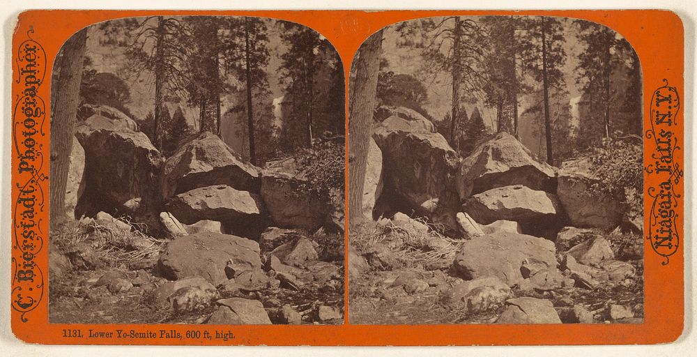 Lower Yo-Semite Falls, 600 ft. high. by Charles Bierstadt