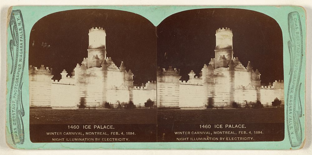 Ice Palace. Winter Carnival, Montreal, Feb. 4, 1884. Night Illumination By Electricity. by Charles Bierstadt