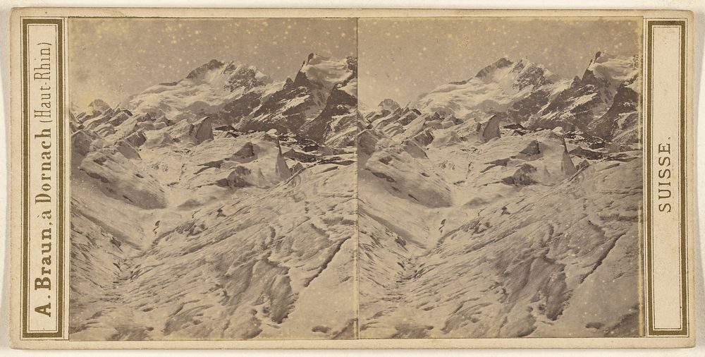 Canton des Grisons. Haute Engadine; pic Bernina (12475'), pic Rosegg (12092') et glacier de Morteratsch. by Adolphe Braun