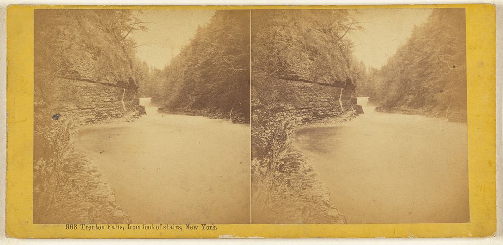 Trenton Falls, from foot of stairs, New York. by Edward Bierstadt