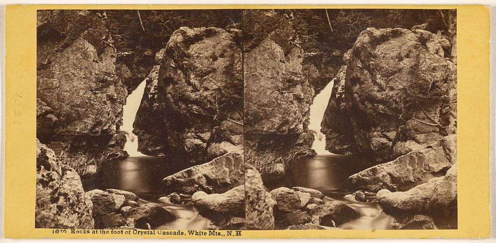 Rocks at the foot of Crystal Cascade, White Mts., N.H. by Edward Bierstadt
