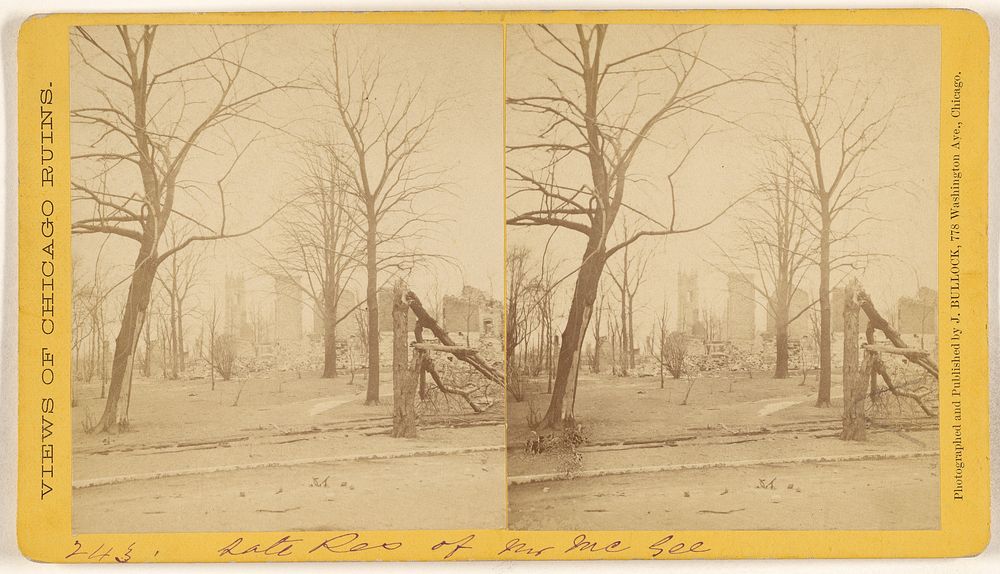 Late Residence of Mr. McGee, Ruins of the Chicago Fire, 1871 by John Bullock