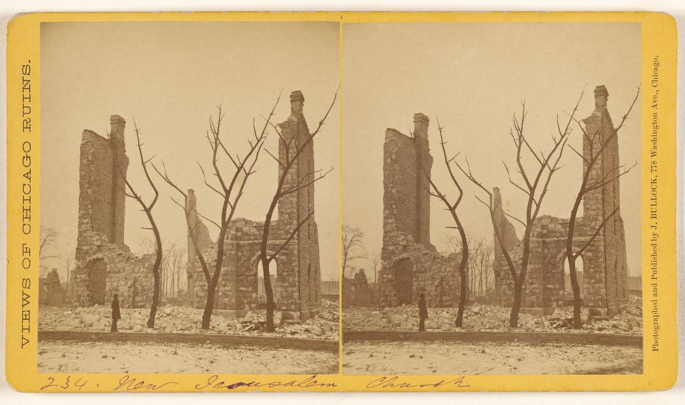 New Jerusalem Church, Ruins of the Chicago Fire, 1871 by John Bullock