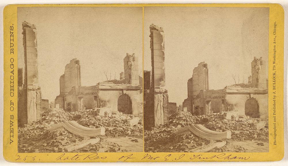 Late Residence of Mr. E.J. Tinkham, Ruins of the Chicago Fire, 1871 by John Bullock