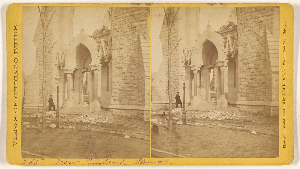New England Church, Ruins of the Chicago Fire, 1871 by John Bullock