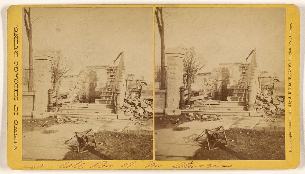 Late Residence of Mr. Sturges, Ruins of the Chicago Fire, 1871 by John Bullock