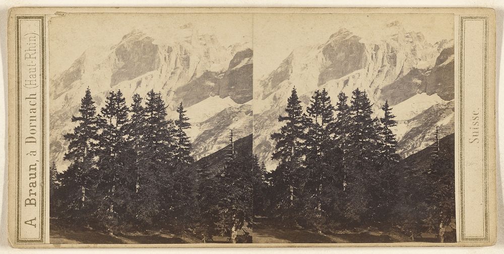 Oberland Bernois. Le Wellhorn (9800'), et le glacier de Schwarzwald, pres Rosenlaui. by Adolphe Braun