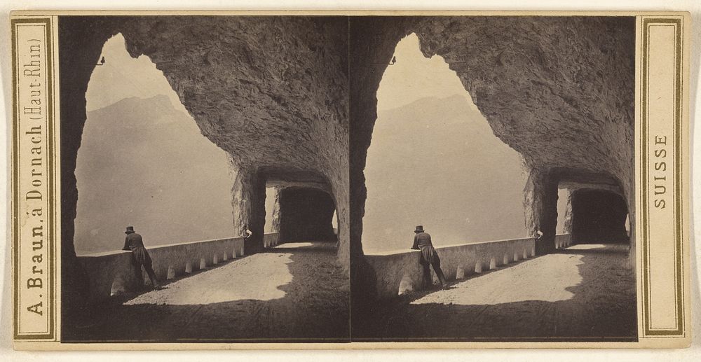 Lac des Quatre-Cantons. Tunnel de l'Axenstrasse. by Adolphe Braun