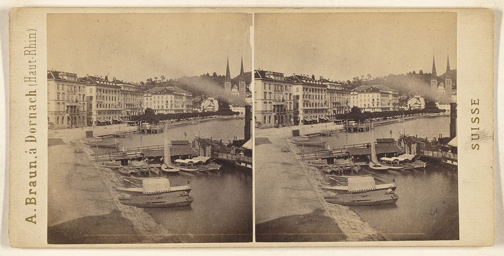 View of Lucerne with lakeside by Adolphe Braun