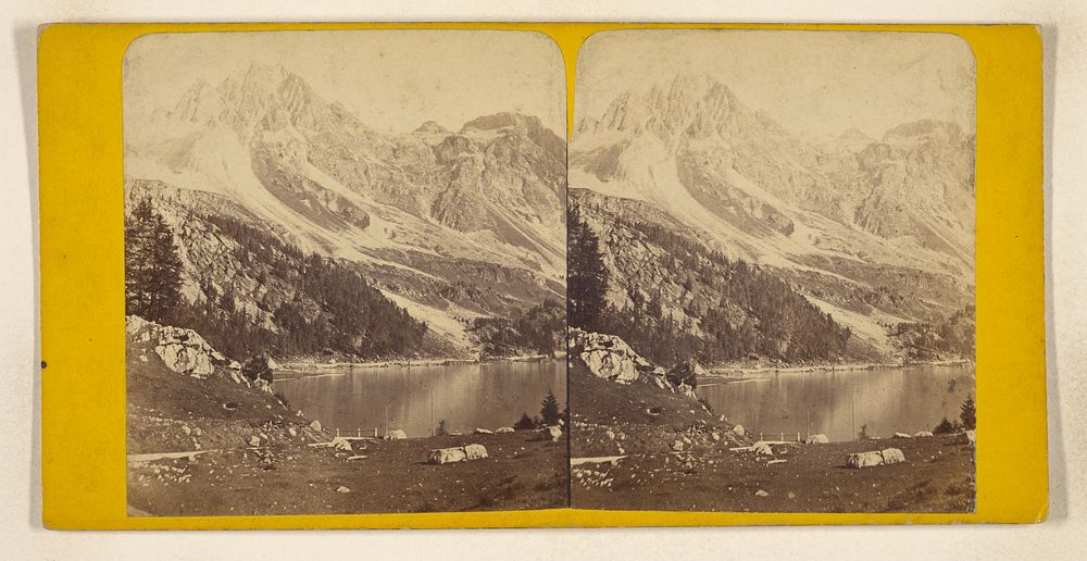 Suisse. Mountain view with lake by Aimé Civiale