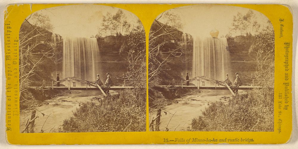 Falls of Minne-ha-ha and rustic bridge. by John Carbutt