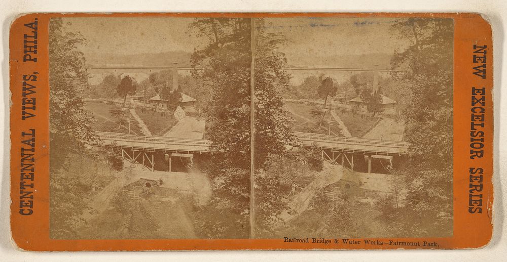 Railroad Bridge & Water Works - Fairmount Park. by Centennial Views Philadelphia