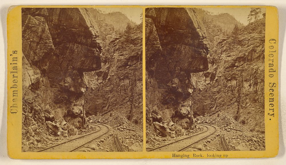 Hanging Rock, looking up. [Grand Canyon of Clear Creek, Colorado Central Railroad] by W G Chamberlain