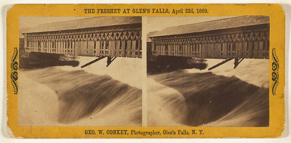 The Freshet at Glen's Falls, April 22nd, 1869. by George W Conkey