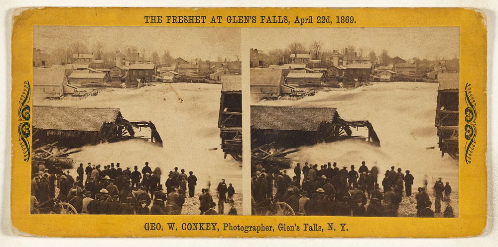 The Freshet at Glen's Falls, April 22nd, 1869. by George W Conkey