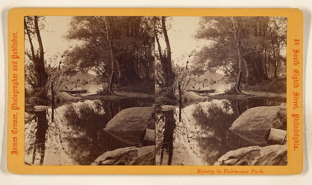 Scenery in Fairmount Park. [River Scene, Upper East Park] by James Cremer