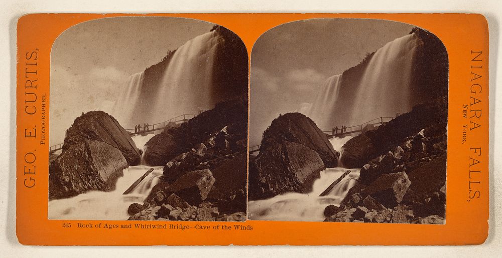 Rock of Ages and Whirlwind Bridge - Cave of the Winds [Niagara Falls, New York] by George E Curtis
