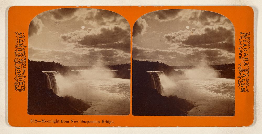 Moonlight from New Suspension Bridge. [Niagara Falls, N.Y.] by George E Curtis