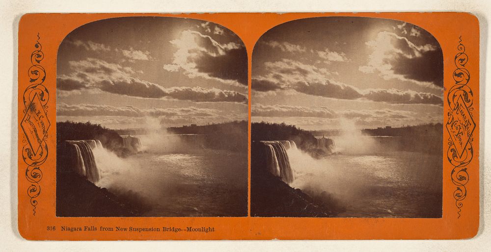 Niagara Falls fron New Suspension Bridge - Moonlight [Niagara Falls, N.Y.] by George E Curtis
