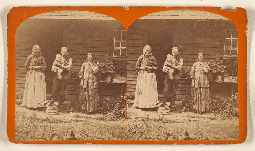 Poor family standing in front of house at Plymouth, Vermont by Edmund G Davis