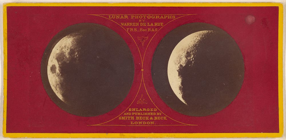 The Moon (left) May 9, 1859; (right) Feb. 19, 1858 by Warren De la Rue and Beck and Beck Smith
