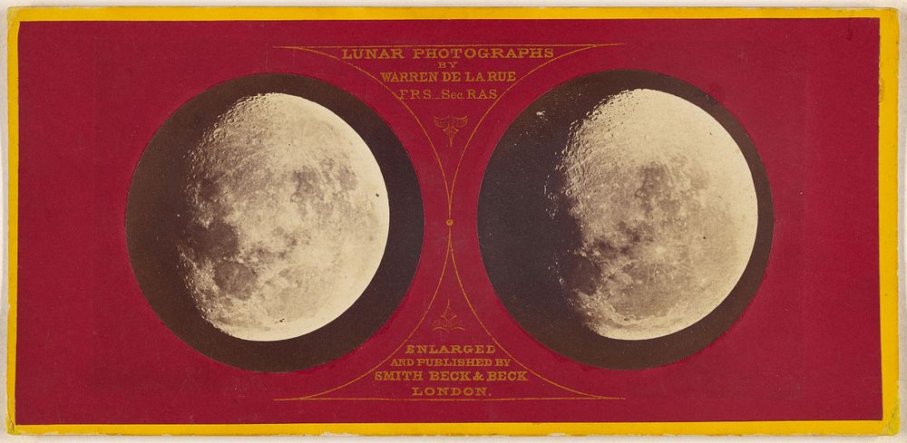 The Moon (left) Aug. 12, 1862; (right) Oct. 3, 1860 by Warren De la Rue and Beck and Beck Smith