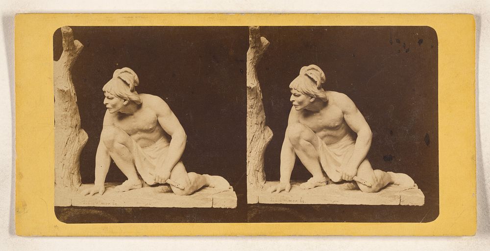 Palmer Marbles. Unidentified sculpture of kneeling man in loincloth by P C Duchochois