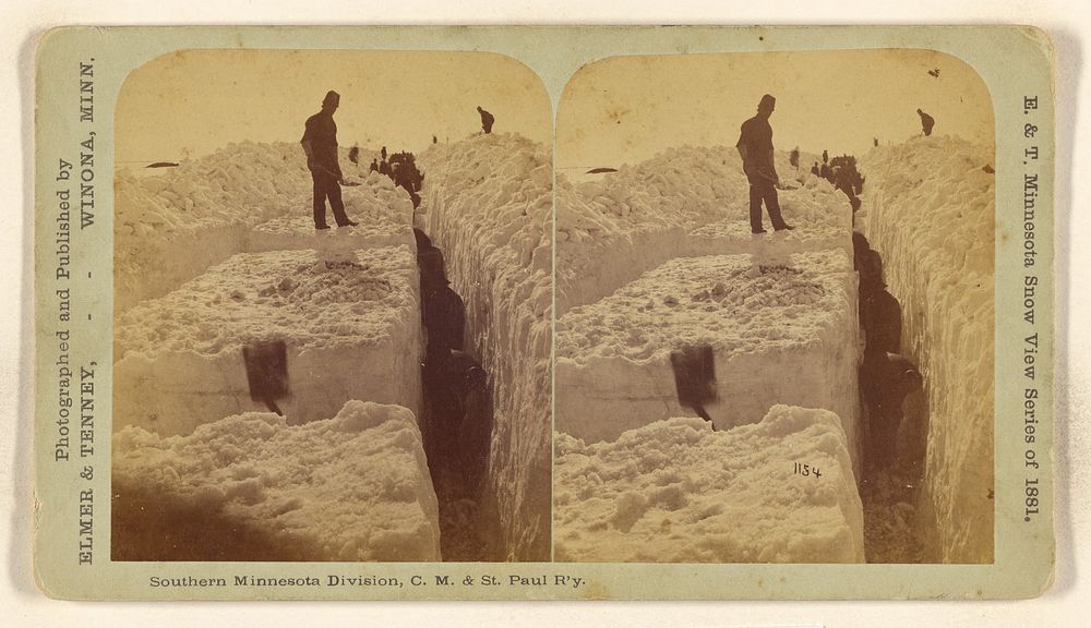 Cutting Snow Blocks. Southern Minnesota Div., C.M. & St. Paul R'y. (March 29th, 1881.) by Elmer and Tenney and George I Vance