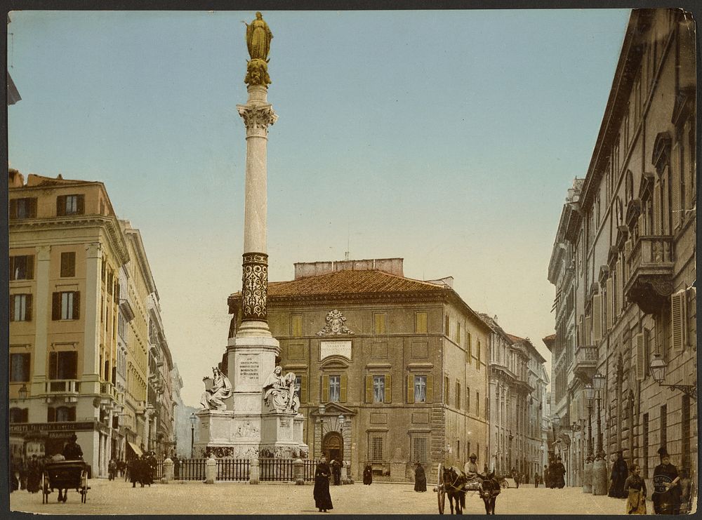 Piazza di Spagna, Rome, Italy, Column of the (illeg.) erected by Pius IX by P Z and Detroit Publishing Co