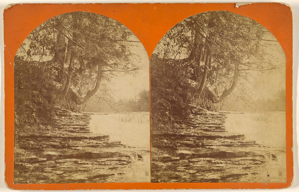 River view with rocky bank, trees overhanging by Howard Epler and Company